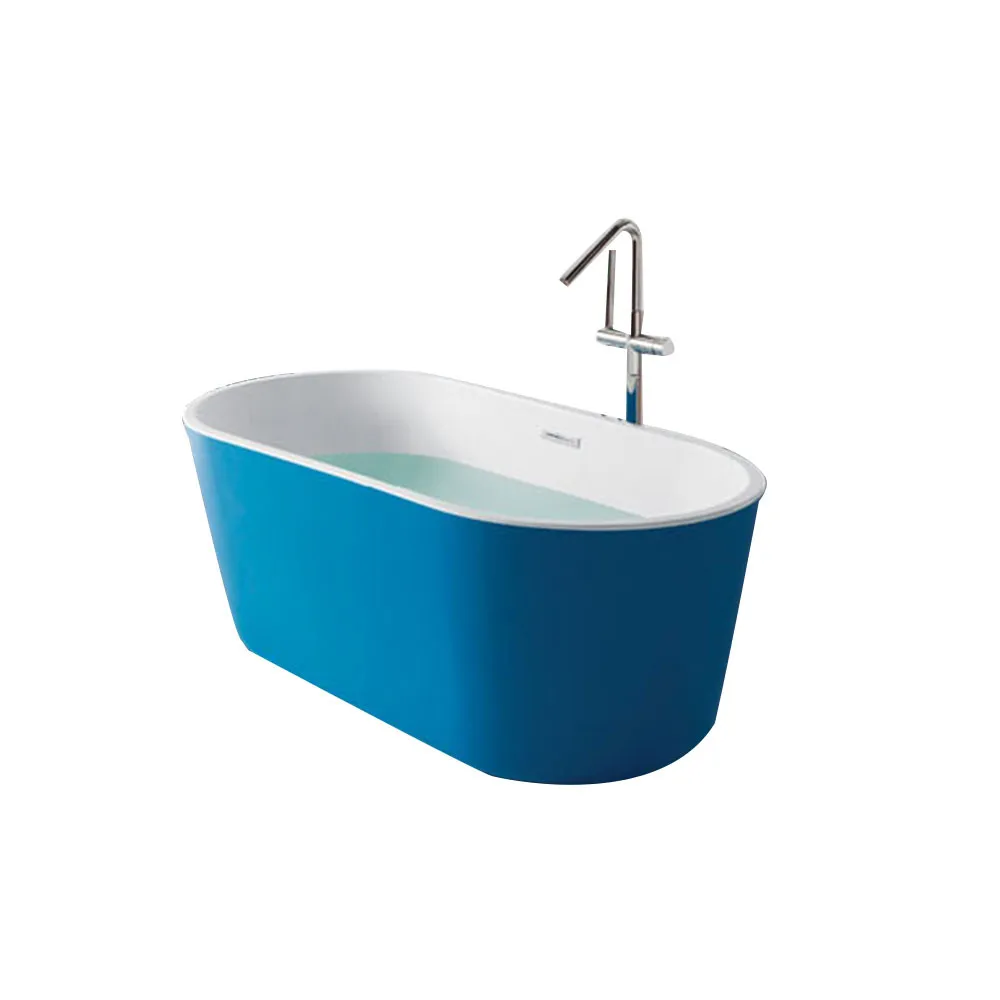 Picture 5: Modern Simple Design White Acrylic Freestanding Bathtub Customized Solid Surface Free Standing Hotel Bathroom Whirlpool Bath