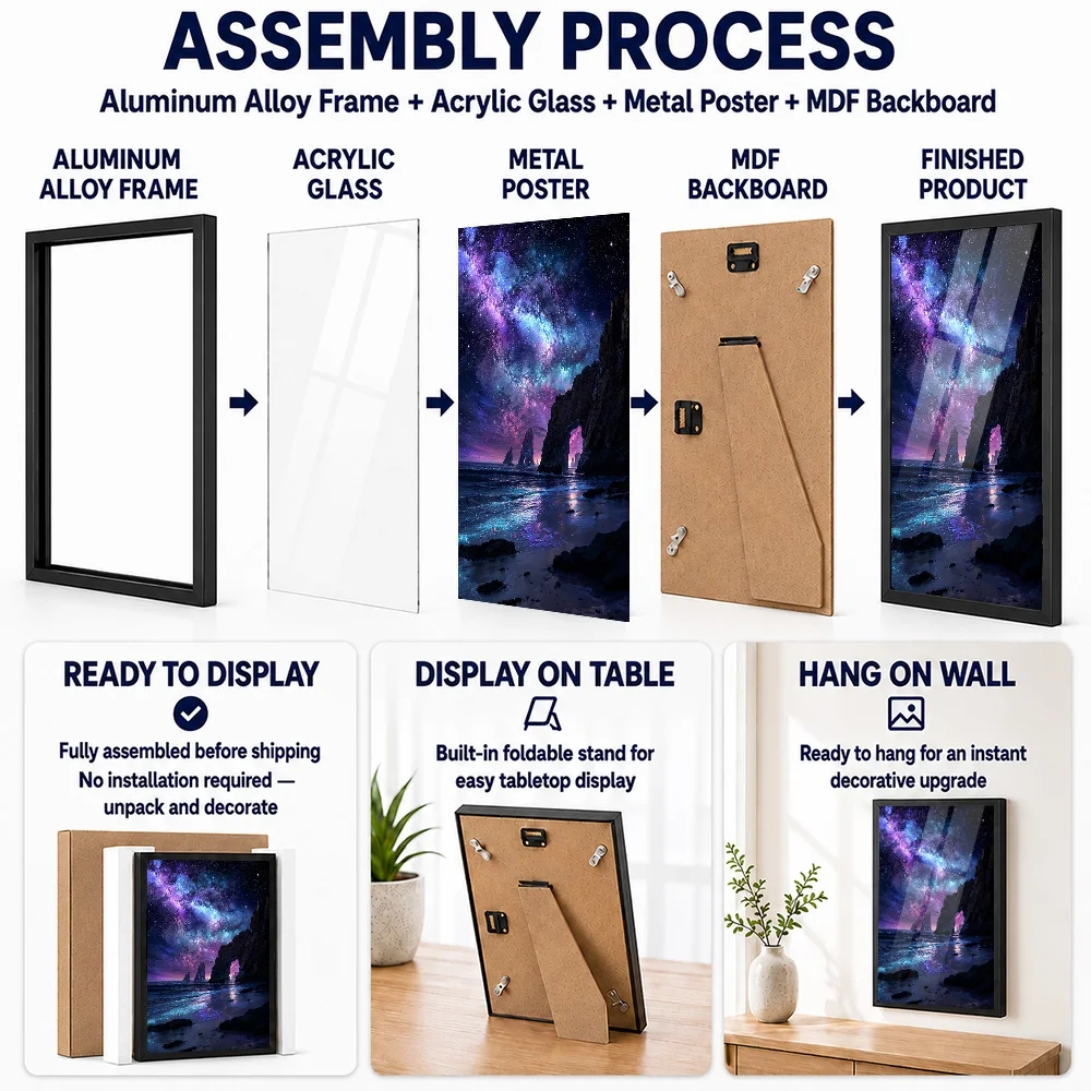 Sea Of Stars Framed Aluminum Metal Poster Customized Photo Mythic Character Style Wall Art For Fantasy Room Adventure Fan Gift