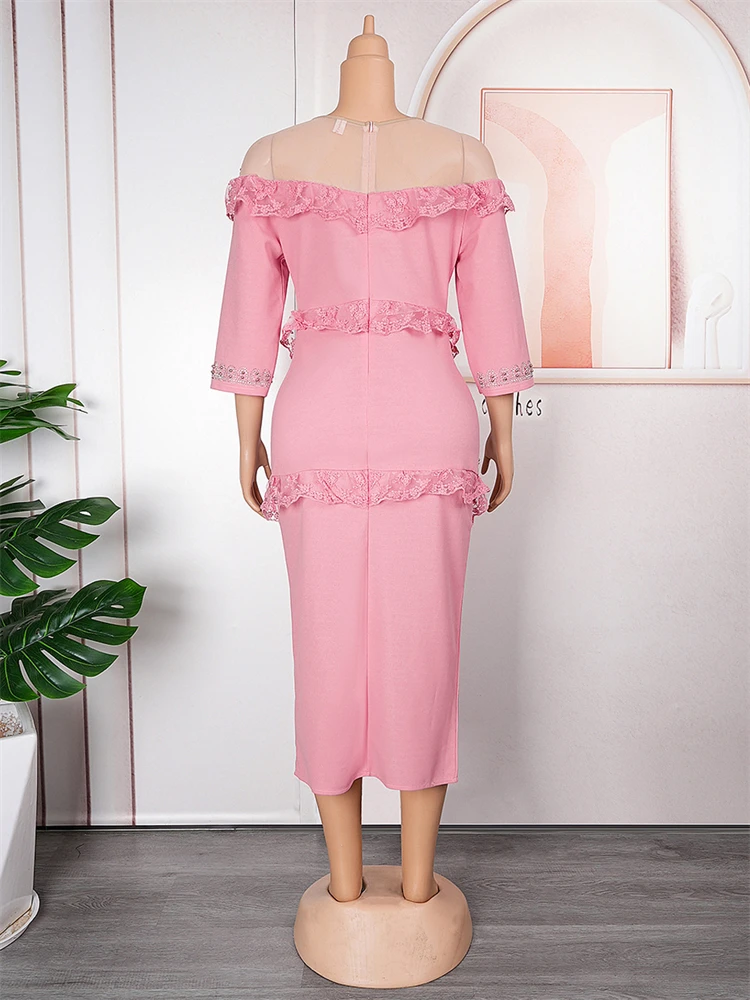 ชุดราตรีสําหรับงานแต่งงานของผู้หญิงชุดราตรี 2025 Ruffle Bodycon Maxi Robes แอฟริกัน Dashiki เสื้อผ้าดูไบตุรกี Abayas