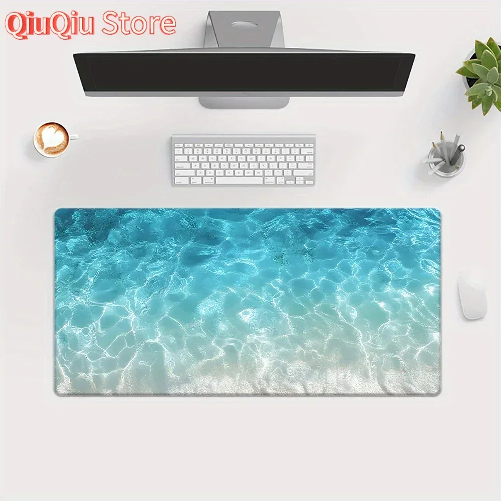 

Ocean Breeze Large Mousepad Non-Slip Rubber Desk Mat for Gaming Office Blue Aquatic Design Durable Stain Computer Mouse Pad