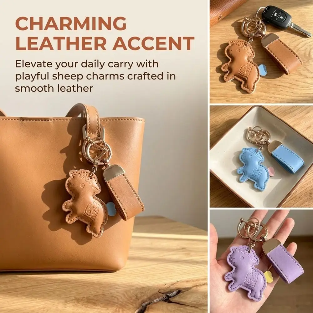 Rich and Lucky Cartoon Pu Lamb Keychain Leather Zodiac Goat Sheep Bag Charm Year of Goat Goat Ornament Goat Pendant Men