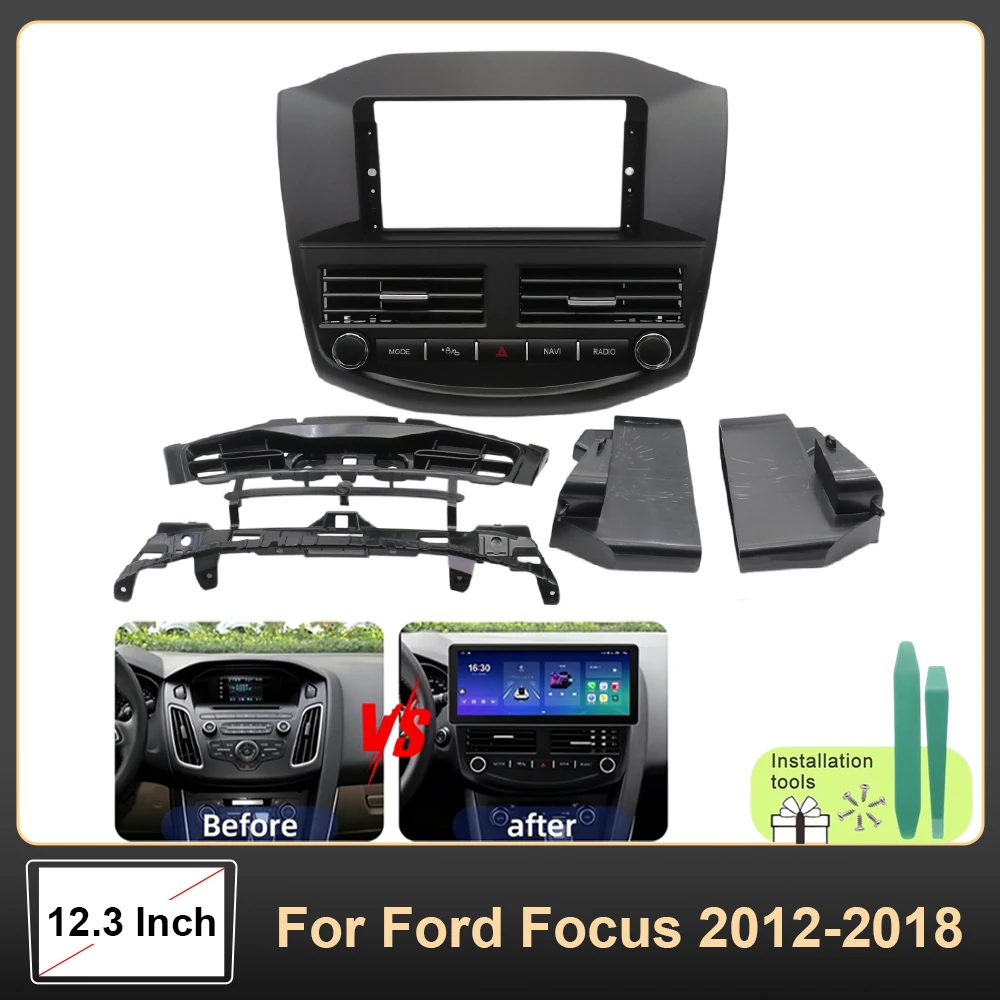 12.3 inch For 2012-2018 Ford Focus Android Car Radio Fascia Stereo Frame Harness Wire Canbus KIT