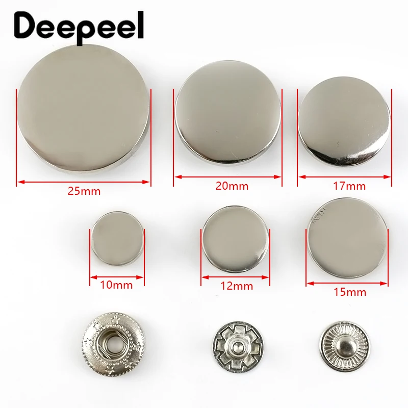 20Sets Deepeel 10-25mm Metal Snap Buttons Wallet Coat Clothes Flatback Fasteners  Press Studs Sewing Button Craft Accessories