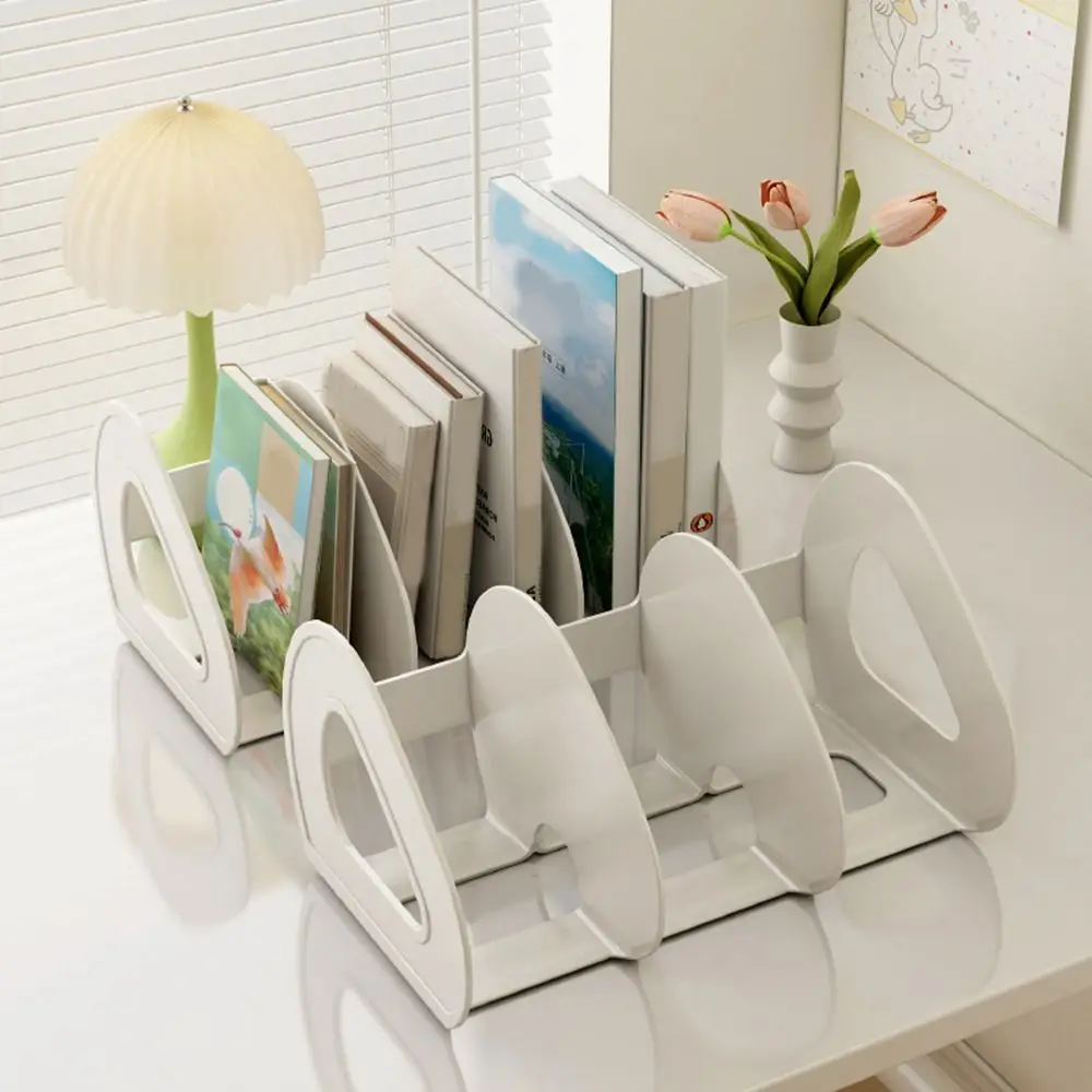 Soporte de plástico Simple para libros de escritorio, ahorra espacio con asa, estante para libros de estudiantes, soporte para libros dividido transparente