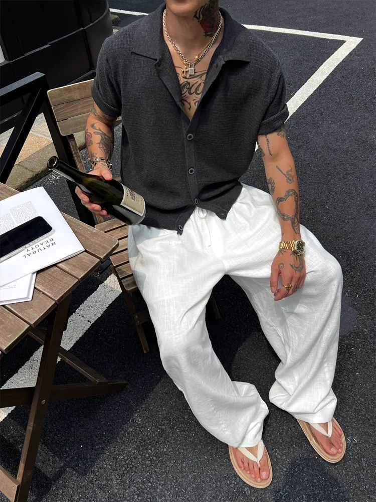 

Мужские повседневные брюки большого размера (до 300 фунтов), хлопково-льняные, свободные, прямого кроя, тонкие, летние, для активного отдыха, молодежные