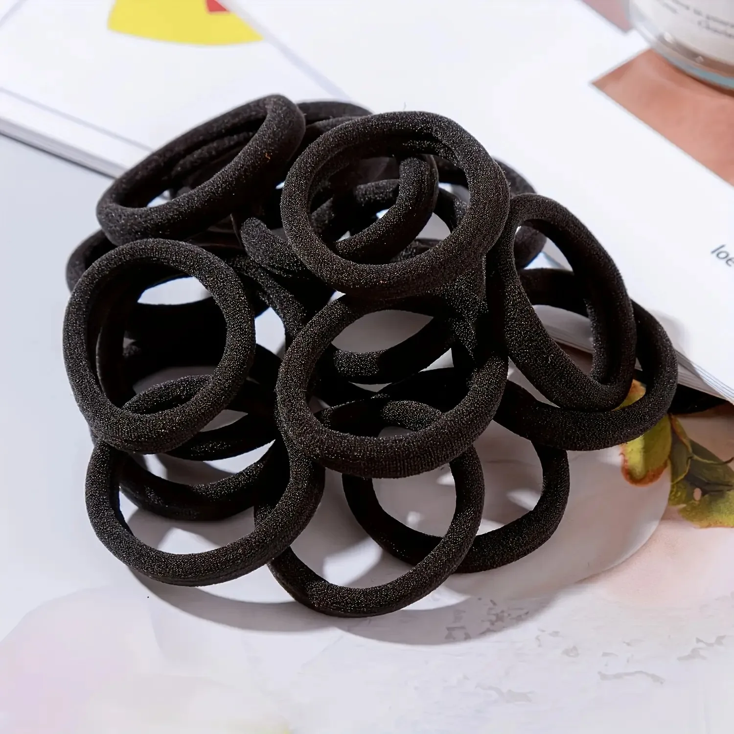 

50/100 Pack Thick Black Hair Ties - High Elasticity Hair Elastics for Everyday Styling & Gifting, Multipurpose Holiday Gift Set