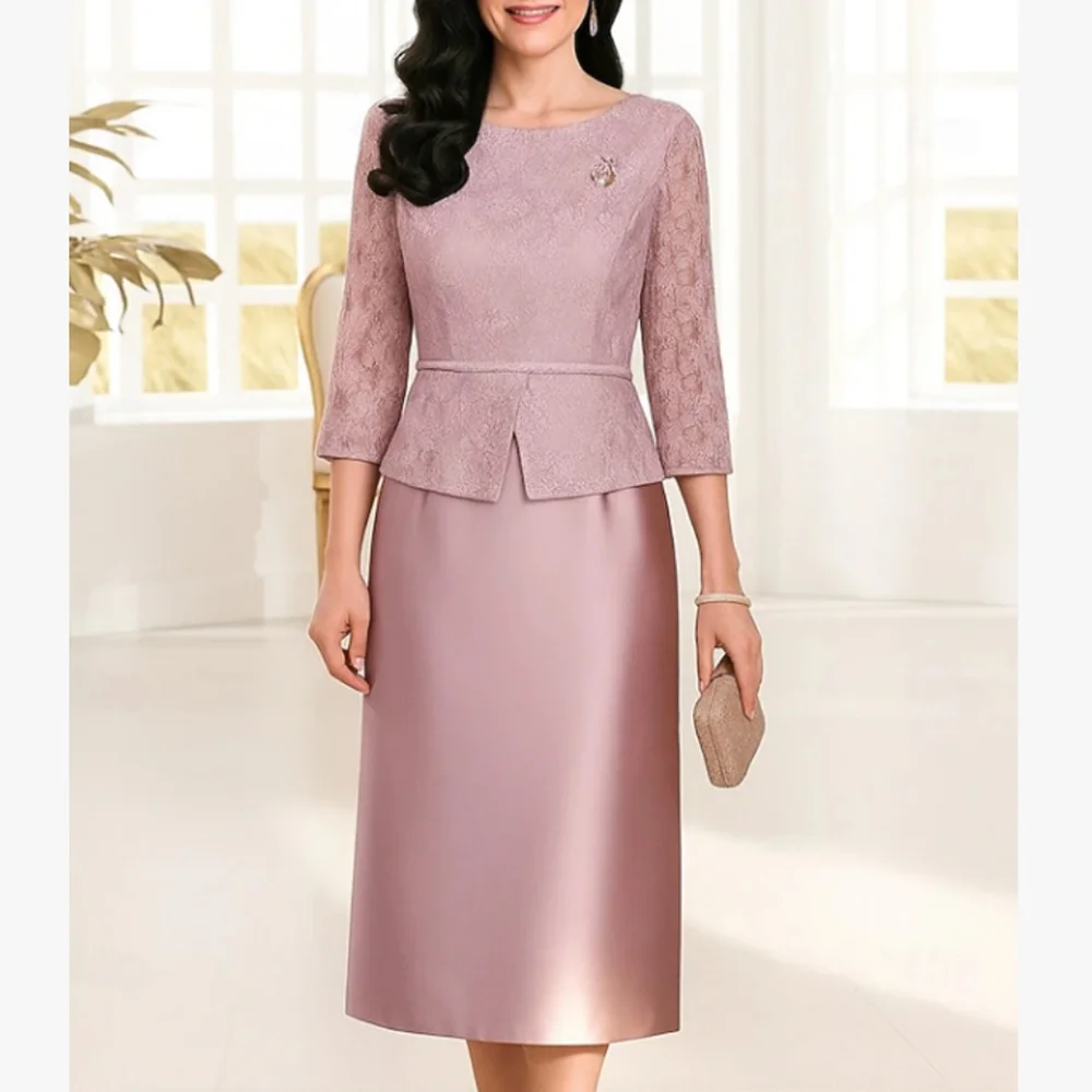 

Customized New In Elegant Mother of the Bride Dresses O-Neck Tea-Length Mermaid Evening Gala Wedding Guest Groom Dress 2026