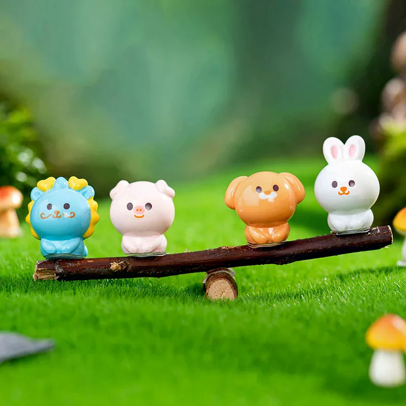 Estatuetas do zodíaco chinês em miniatura, decorações de paisagem em miniatura, ornamentos de mesa em miniatura, acessórios de decoração de jardim