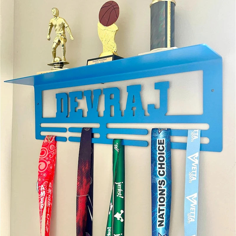 Custom Name Medal Hanger Trophy Shelf Sport Ribbon Shelf Medal Holder Multi Medal Display Race Award Gift Wall Hooks