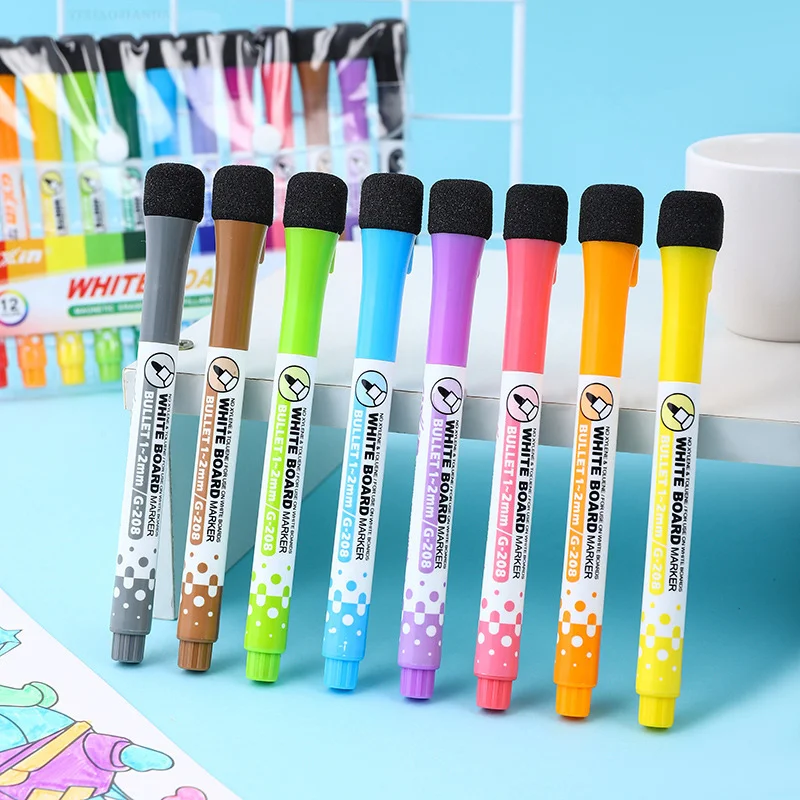 

8 Color Magnetic Erasable Whiteboard Pens School Classroom Supplies Markers Dry Eraser Pages Children's Drawing Pen Board