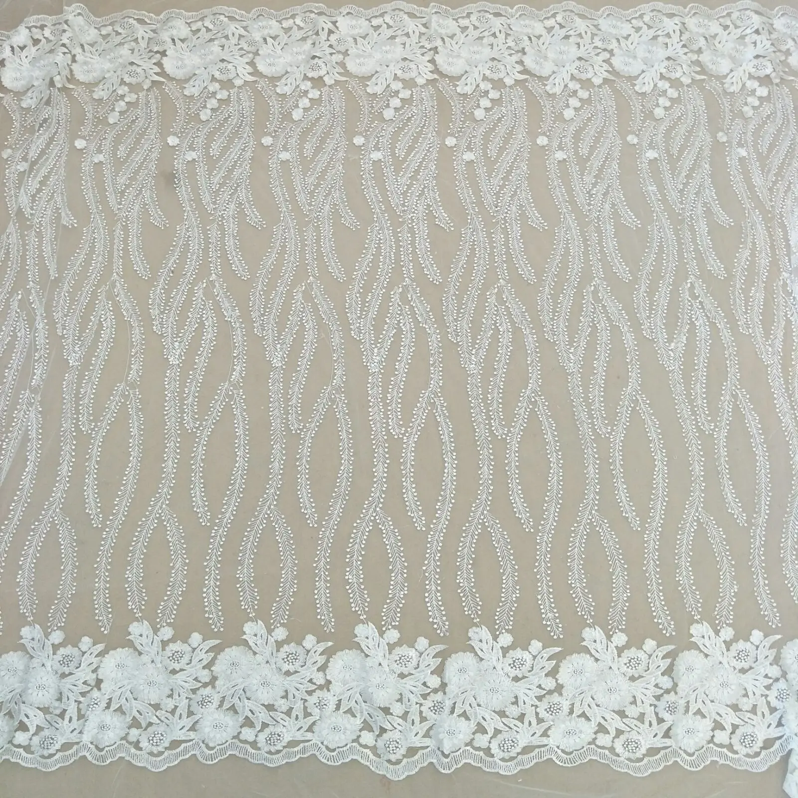 Robe de mariée en dentelle ivoire, tissu de 130cm de largeur, vente au mètre