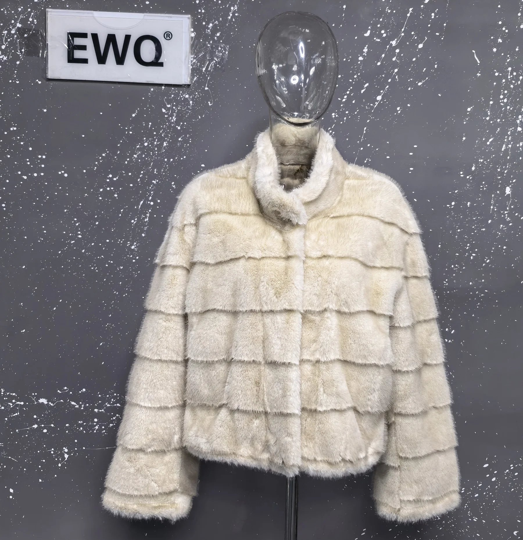 [EWQ] معطف فرو منك صناعي بأكمام طويلة بتصميم عتيق معطف فرو دافئ منفوش ومشعر وناعم للشتاء سترة جديدة تناسب الجميع ملابس خارجية فضفاضة 16O84