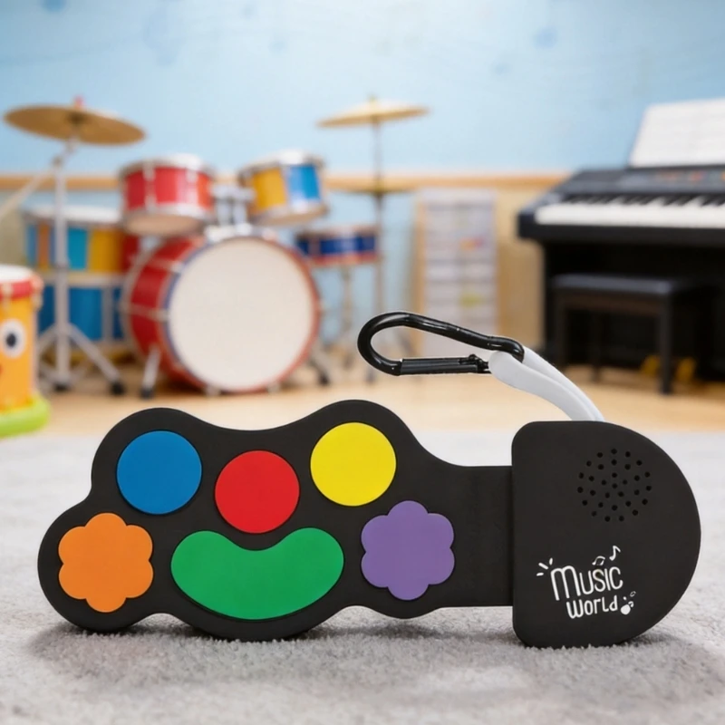 Mini Electronic Music Instrument Toy Keychain with Speaker, Soft Keys, Portable Clip On Travel Fun for Toddlers and A2UB