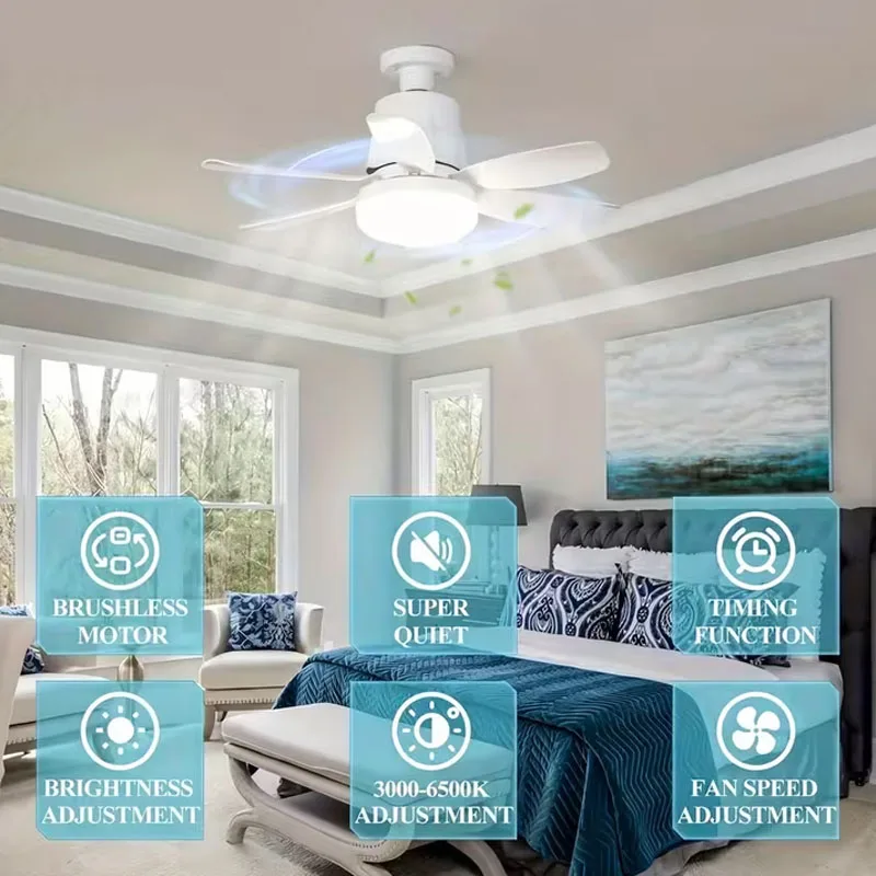 

Подсветка вентилятора с цоколем E27, светильник для внутреннего потолочного вентилятора с дистанционным управлением, регулируемая яркость, простота установки, подходит для кухонь, спальни