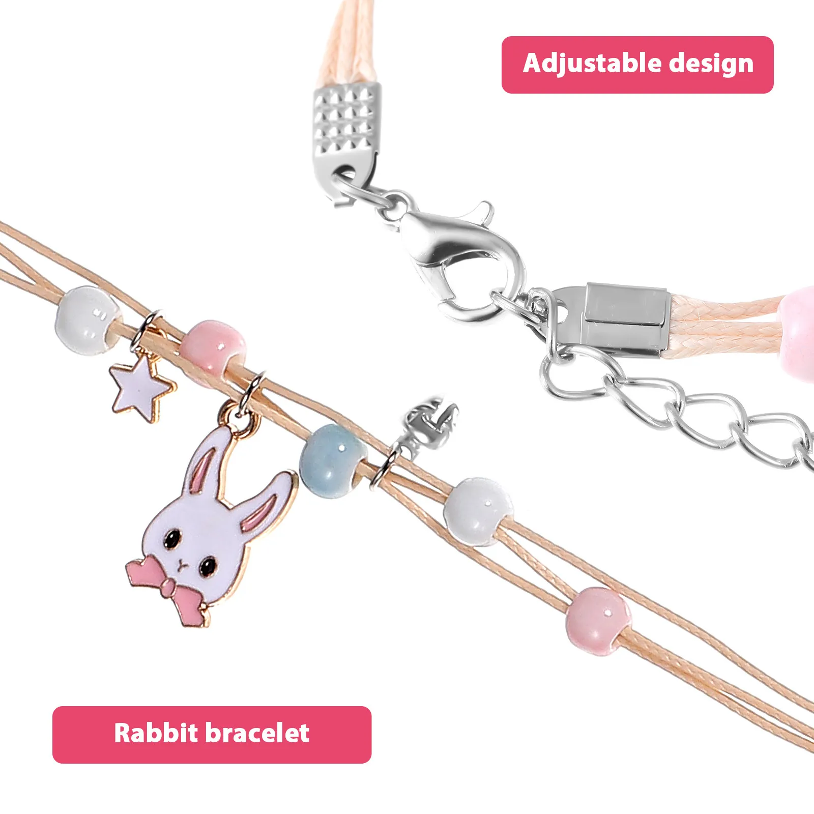 Rabbit Charm Quartz Bracelet for Women – Simple Dial Student Gift, Adjustable Wristband