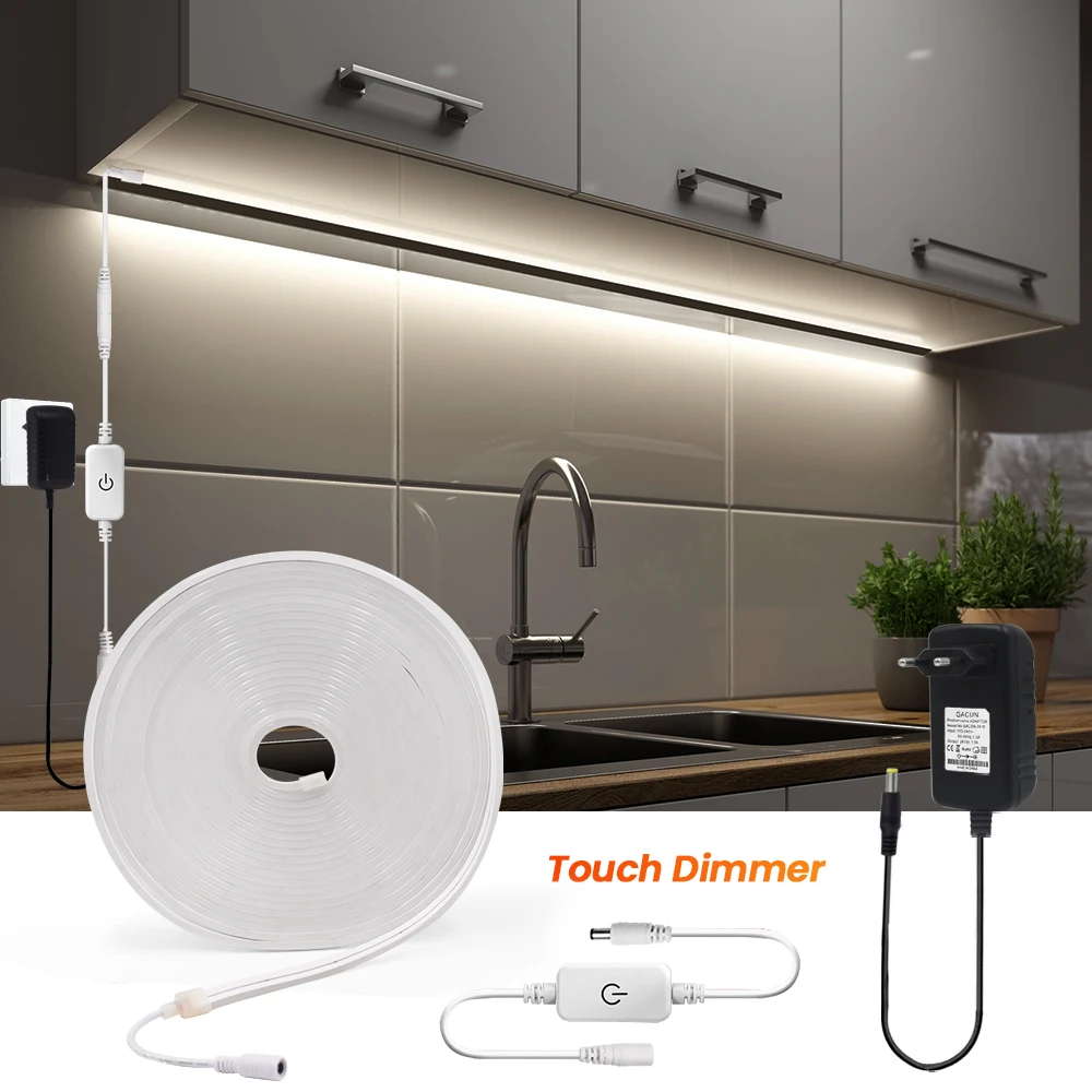 Touch Sensor LED Light Strip Dimmable Waterproof Flexible LED Neon Light Sign 24V 2835 120Leds/m Ribbon Tape For Room Decoration