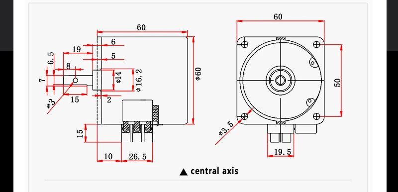 Motore sincrono AC ad asse centrale 60ktyz + staffa 220V 14W 2.5rpm -80rpm Micro motoriduttore motore a magnete permanente