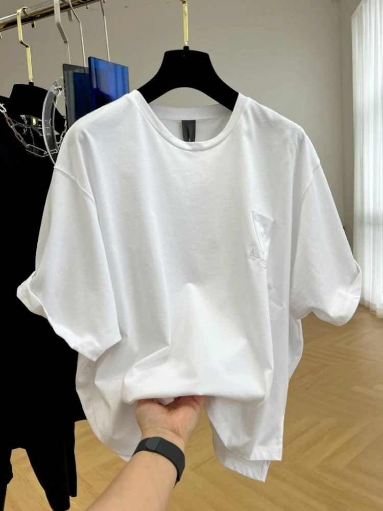 Women Solid Color Short Sleeve T Shirt 2024 New Chic Design O Neck Loose Basic Thin Tops Fashion Harajuku Casual T-Shirts