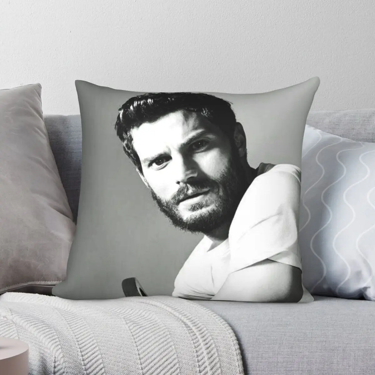 Illustration Jamie Dornan Pillowcase Polyester Linen Velvet Pattern Zip Decor Home Cushion Cover