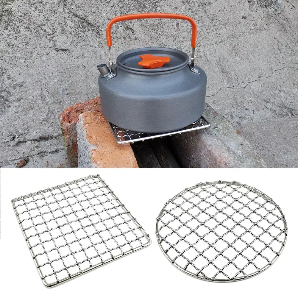 Barbecue Net Foldable Portable Camping Grill Rack Stainless Steel Cooking Stand for Camping Hiking Outdoor Cooking High Temperat