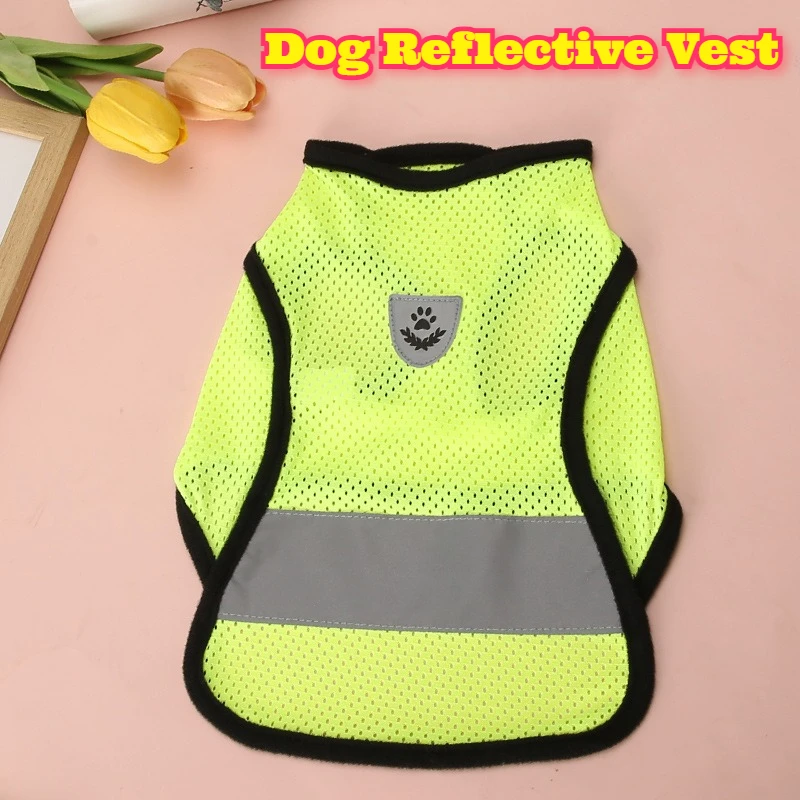 

‌Reflective Dog Vest Night Walking Safety Gear Neon Green Mesh Breathable Cooling Two Legged Pet Clothing Machine Washable Cats