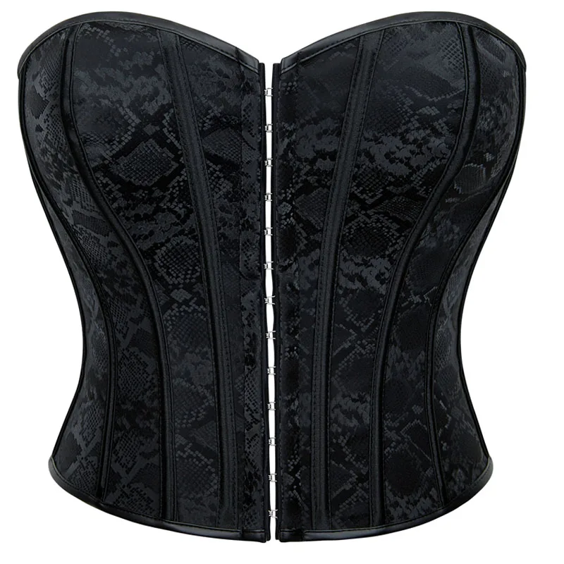 

Black Brocade Overbust Corset Bustier Tops Lace Up Crop Tube Top Body Shaper Lingerie корсет женский gorset