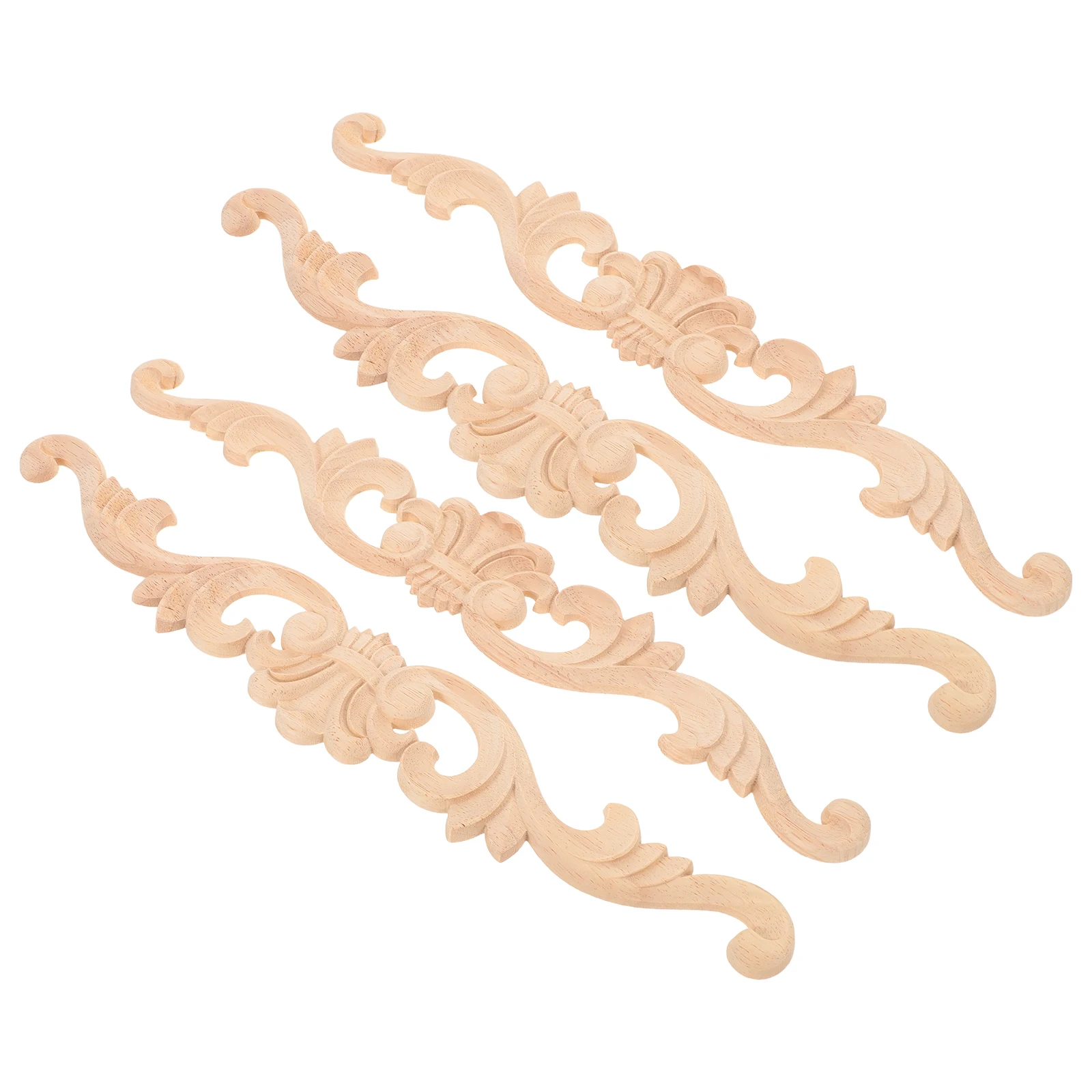 

4Pcs Floral Carved Wood Appliques Onlays Corner Trim Unpainted for DIY Furniture Decor Home Wall Decorative Enhancement