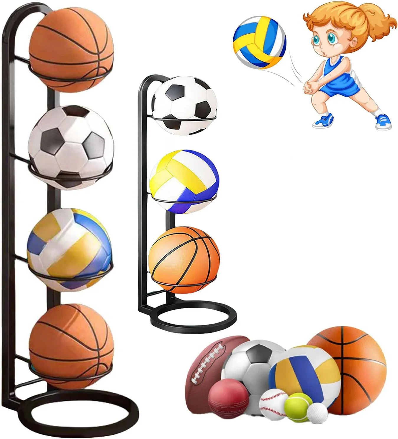 Indoor Multi-Layer Basketball Storage Rack Football Display Shelf Kindergarten Volleyball Stand Holder Cast Iron Stand Display