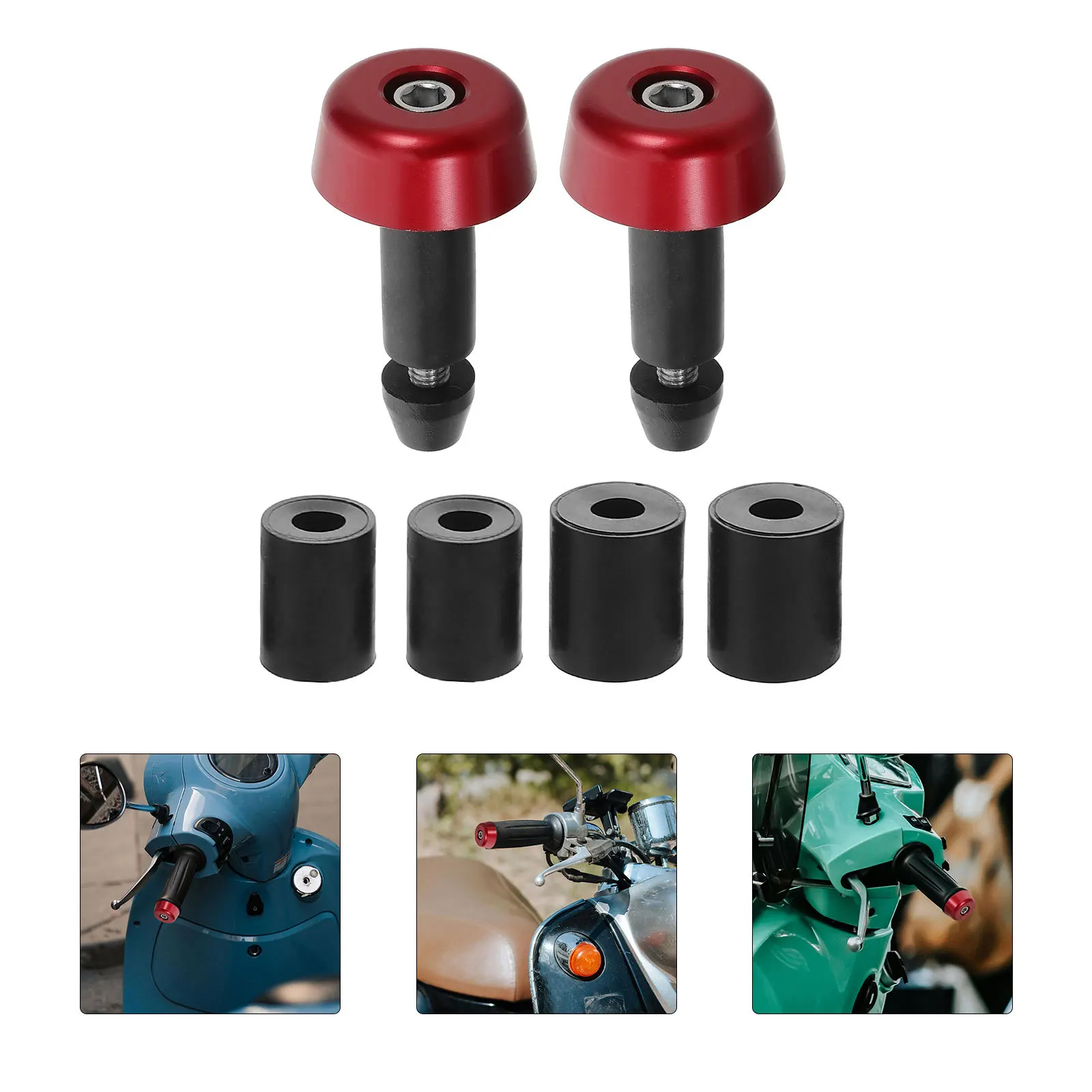 

1 Set Motorcycle Handlebar End Caps Aluminum Alloy Universal Fit Road Mountain Bike Anti-Vibration Plugs Protective Bar Ends