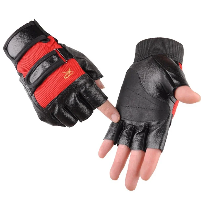 Leather Fitness Sports Weightlifting Weight Lifting Men Gym Gloves mitts Thicken Half Finger Summer Glove Durable