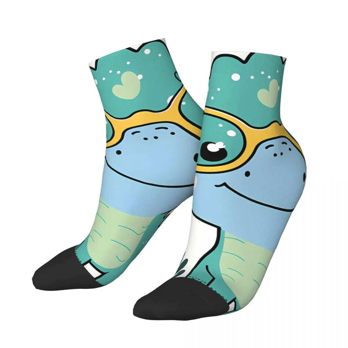 Happy Dino With Glasses Men's Ankle Socks Dinosaur Unisex Hip Hop Pattern Printed Funny Low Sock Gift