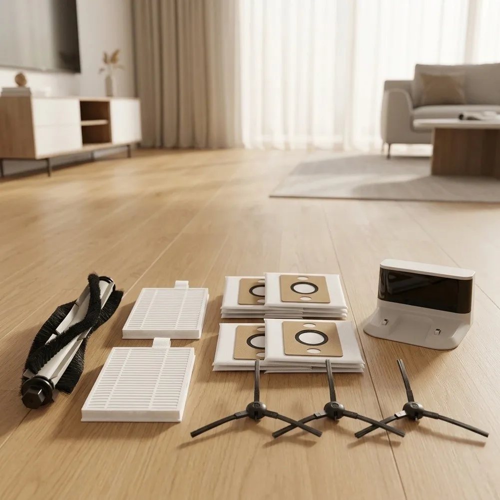 For ILIFE A30 for Pro Robot Vacuum and Mop Replacement Parts Set: 1 Main Brush 2 Filters 4 Dust Bags 4 Side Brushes