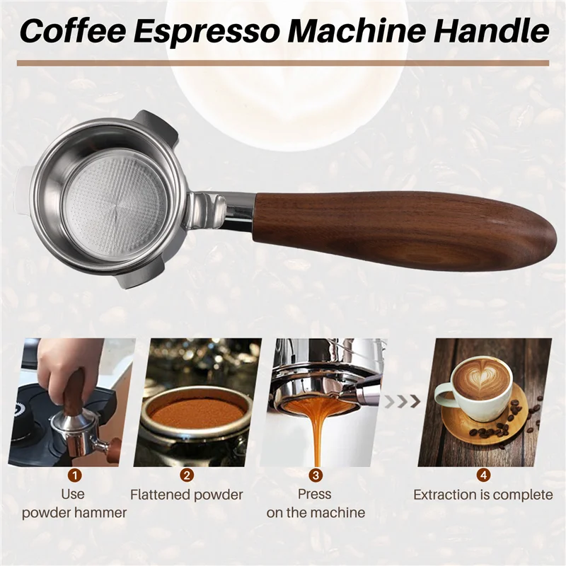 

AB33-Bottomless Portafilter 54Mm With Hollow-Carved For Breville Barista Series/Bambino Plus/Infuser Walnut Handle