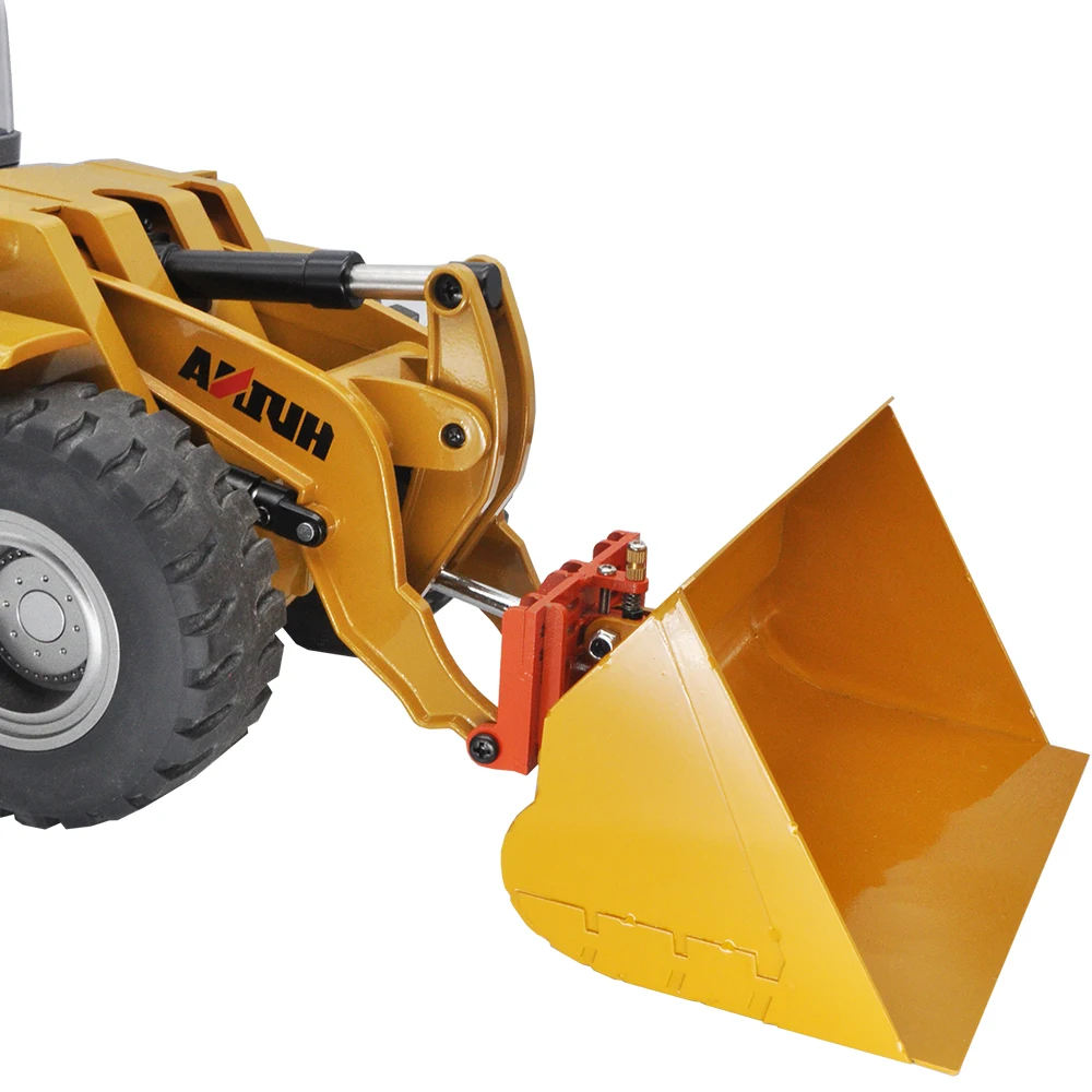 HUINA 583 Metal Flat Grading Bucket with Quick Hitch Connector For 1583 Wheel Loader Bigger than Orignal Side Tipper Bucket