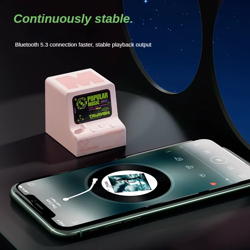 ريترو سمّاعات بلوتوث صغيرة 360 درجة الصوت المحيطي HIFI الصوت مكبر صوت لاسلكي محمول مع بلوتوث 5.3 لموسيقى الألعاب