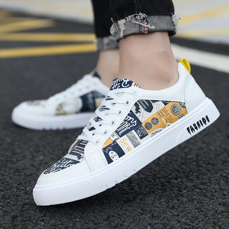 

Men's Casual Skateboarding Shoes Graffiti Shoes Outdoors Leisure Sneakers Breathable Walking Shoes Flat Shoes Chaussure Homme