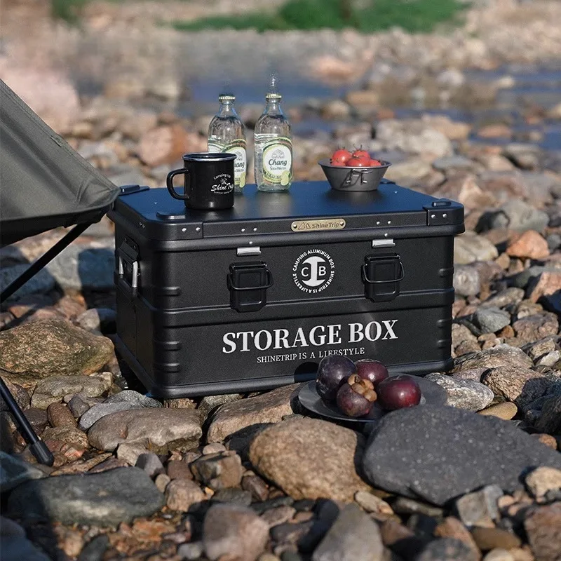 

Aluminum Alloy Storage Box Large Capacity Outdoor Vehicle-mounted Waterproof Camping Hiking Box Tourism Portable Beach Tool