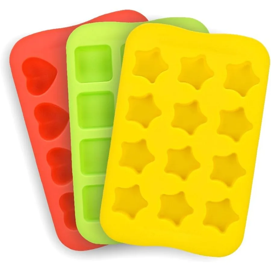 

3 Pack Candy Chocolate Molds Silicone Ice Cube Moulds Mold Use for Cake Jelly Gummy Pudding and Ice Cube Tray Iluding Hearts St