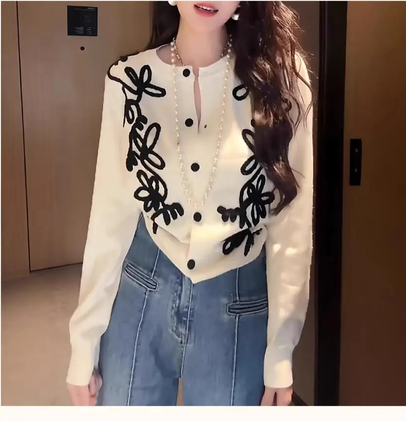 

Осенне-зимний кардиган, свитер, новая мода, мягкие вязаные топы в стиле ретро, верхняя одежда с круглым вырезом и длинными рукавами