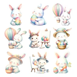 Easter Patches Children's Clothing Applique Christmas DTF Iron on Transfer Easter Rabbit egg Heat Transfer Stickers for T Shirt