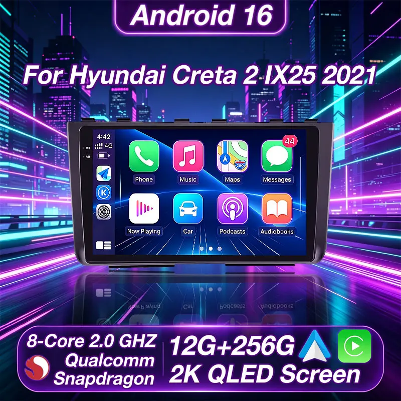 Android 16 Car Radio For Hyundai Creta 2 IX25 2021 Carplay Auto Multimedia 2Din Player Head Unit WIFI+4G Stereo Video 360 Camera