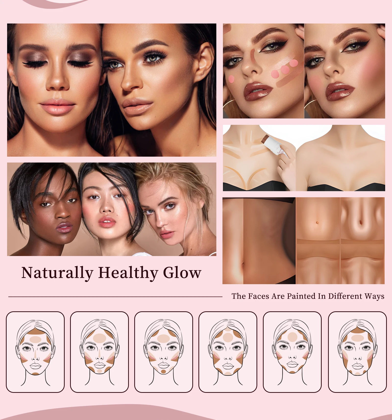 Hellokiss double head multifunctional face repair highlight powder blusher stick three-dimensional brighten face Bronze