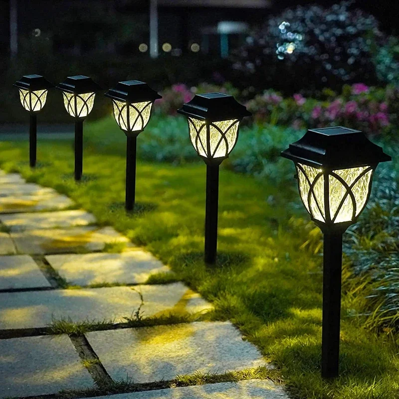 2Pcs LED Solar Lawn Lights Outdoor Waterproof Powered Lamp Garden Decoration Light For Walkway Path Villa Yard Solar Lamps