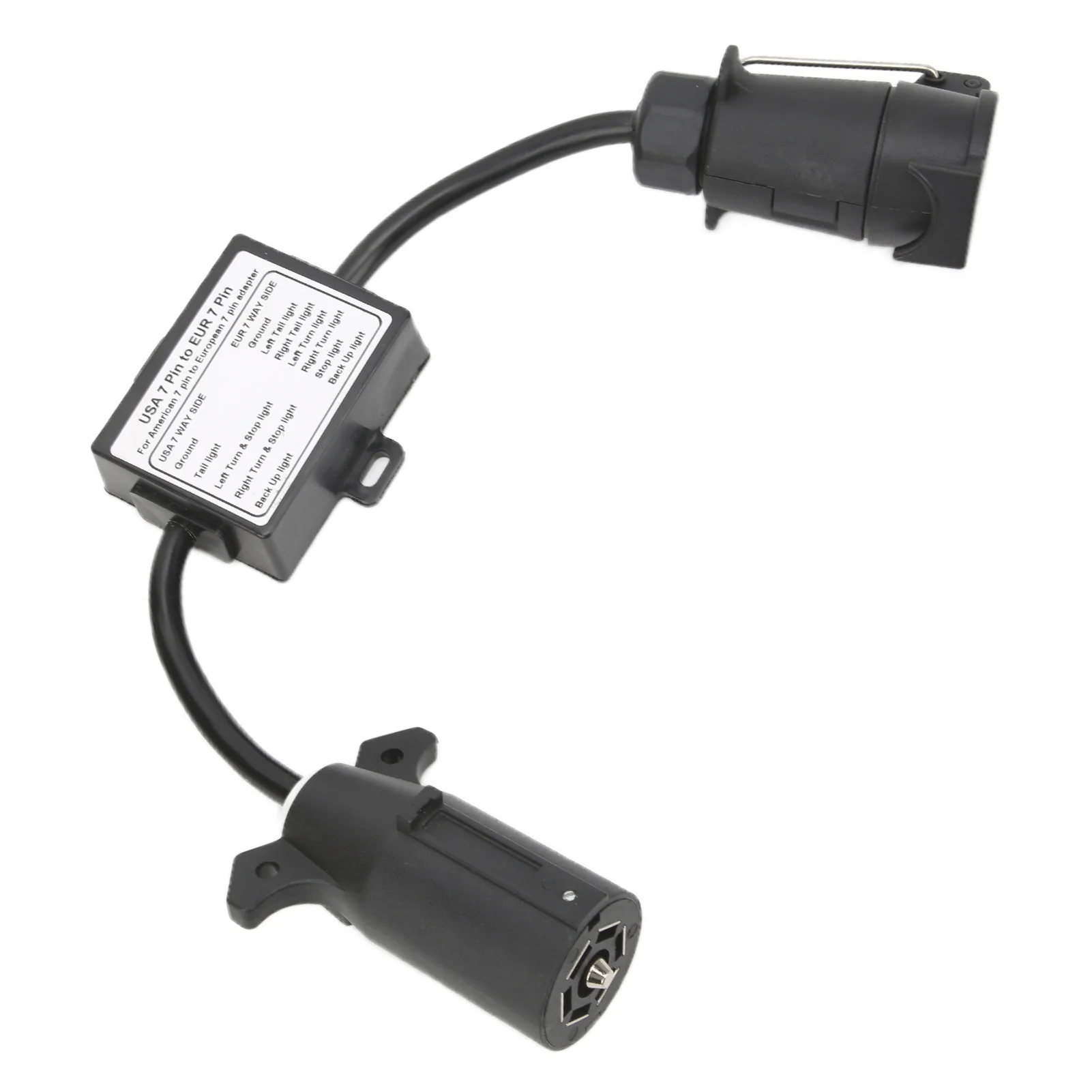 Trailer Connector American 7 Pin Blade to European 7 Way Round for Caravan Boat Bike Carriers