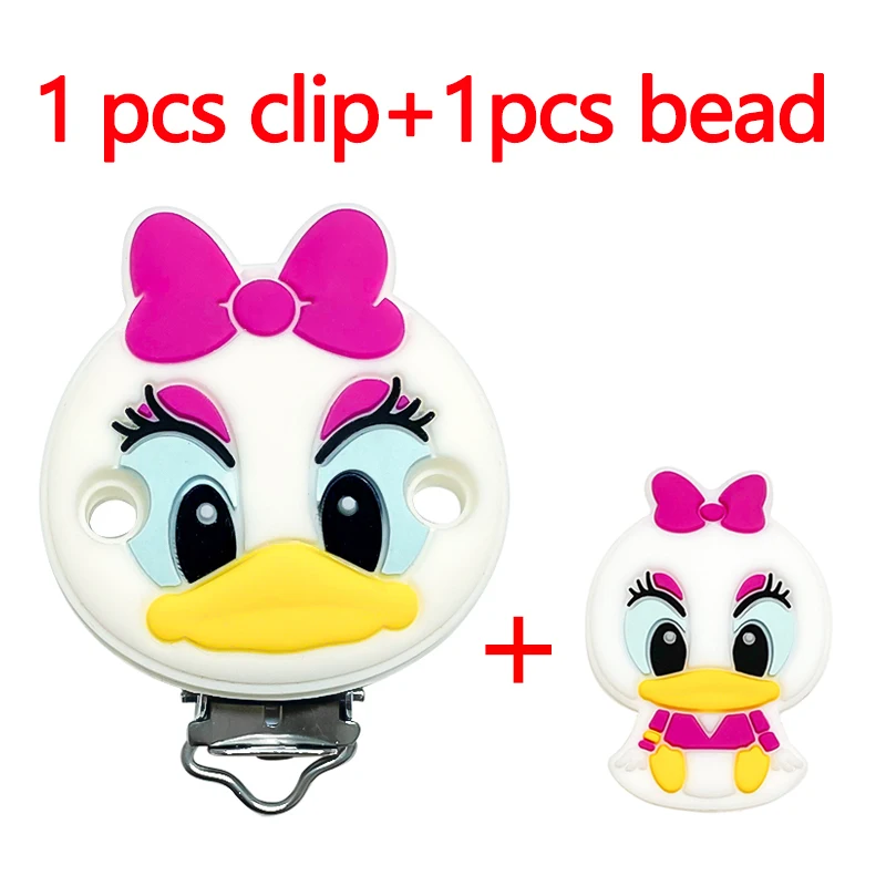 2 Stück/Set Silikon Cartoon Tier Schnullerclip Beißperle DIY Schnullerkette Schmuckzubehör