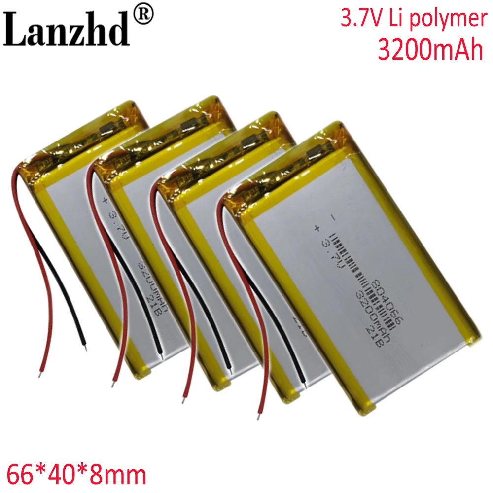 3.7V Polymer 3200mAh lithium ion Li-ion battery for tablet pc power bank GPS mp3 mp4 mp5 Led Lamp speaker camera recorder 804066