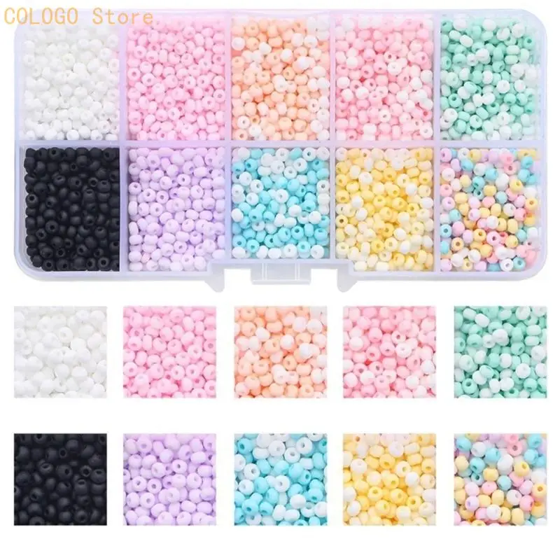 Plastic Beading Supplies Set With Multicolor Craft Beads and 10 Compartment Box D0LD