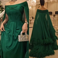 Customized Jiayigong Feather Mesprit Exquisite Off-the-shoulder A-line Tassel Bolero Chiffon Floor Length Custom  es