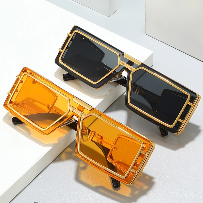

Trendy Square Punk Sunglasses Women Men Vintage Luxury Steampunk Sun Glasses Women Fashion Trendy Brand Design Driving Shades