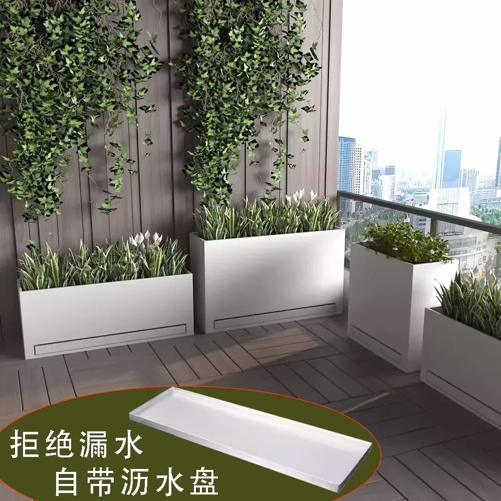 Indoor balcony flower box, water tray, rooftop tray, flower slot, indoor wrought iron combination flower box, stainless steel